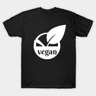 Vegan logo icon leaf (white) T-Shirt